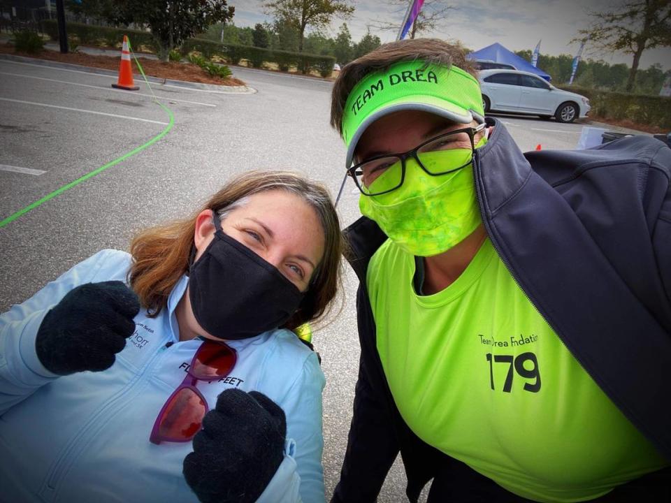 Andrea Peet, left, at Marathon #25 in Nocatee, Florida, in December 2020.