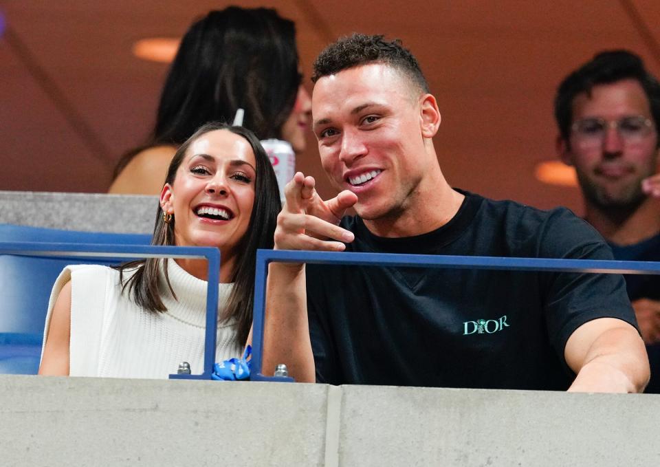 Samantha Bracksieck and Aaron Judge are seen attending the 2022 US Open at USTA Billie Jean King National Tennis Center on September 4, 2022 in the Flushing neighborhood of the Queens borough of New York City