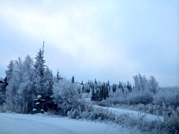 Heavy snowfall is expected in many N.W.T. communities on Sunday.  (Christy Climenhaga/CBC - image credit)