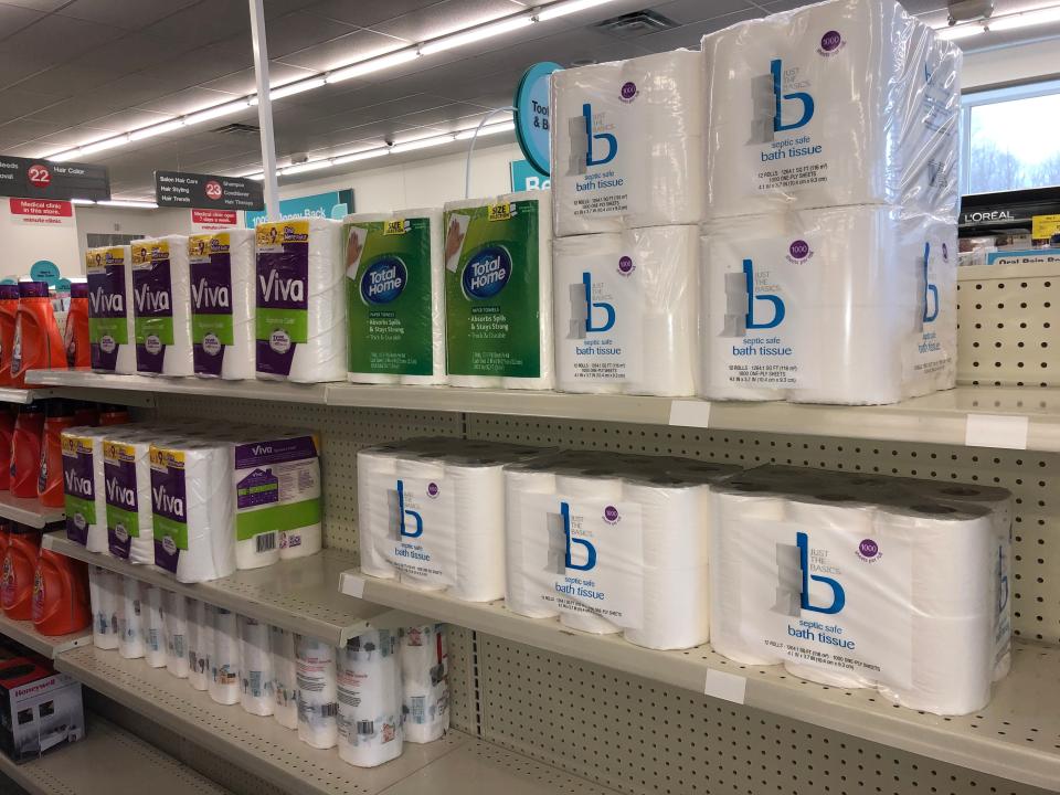 Septic-safe bath tissue was on sale at a central Springfield drugstore on Thursday, April 2, 2020.