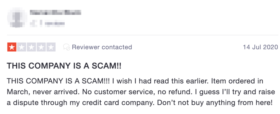 Without proper recourse or contact provided by Fishpond, customers have been left with a sense of being scammed. Source: TrustPilot