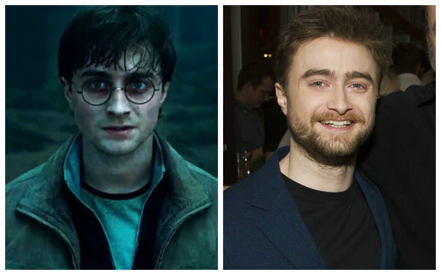 Daniel Radcliffe in Harry Potter and Daniel Radcliffe in 2017 - Credit:  Film Stills (L); Dan Wooller/REX/Shutterstock (R)