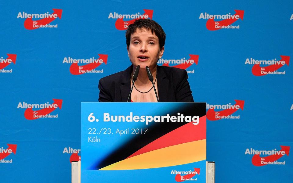 Frauke Petry holds a speech at the party convention of Germany's nationalist party AFD (Alternative for Germany) in Cologne - Credit: AP