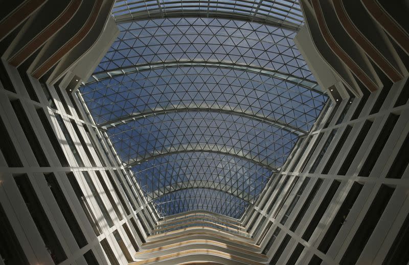 The atrium of the new headquarters of the Co-operative group is seen in Manchester, northern England