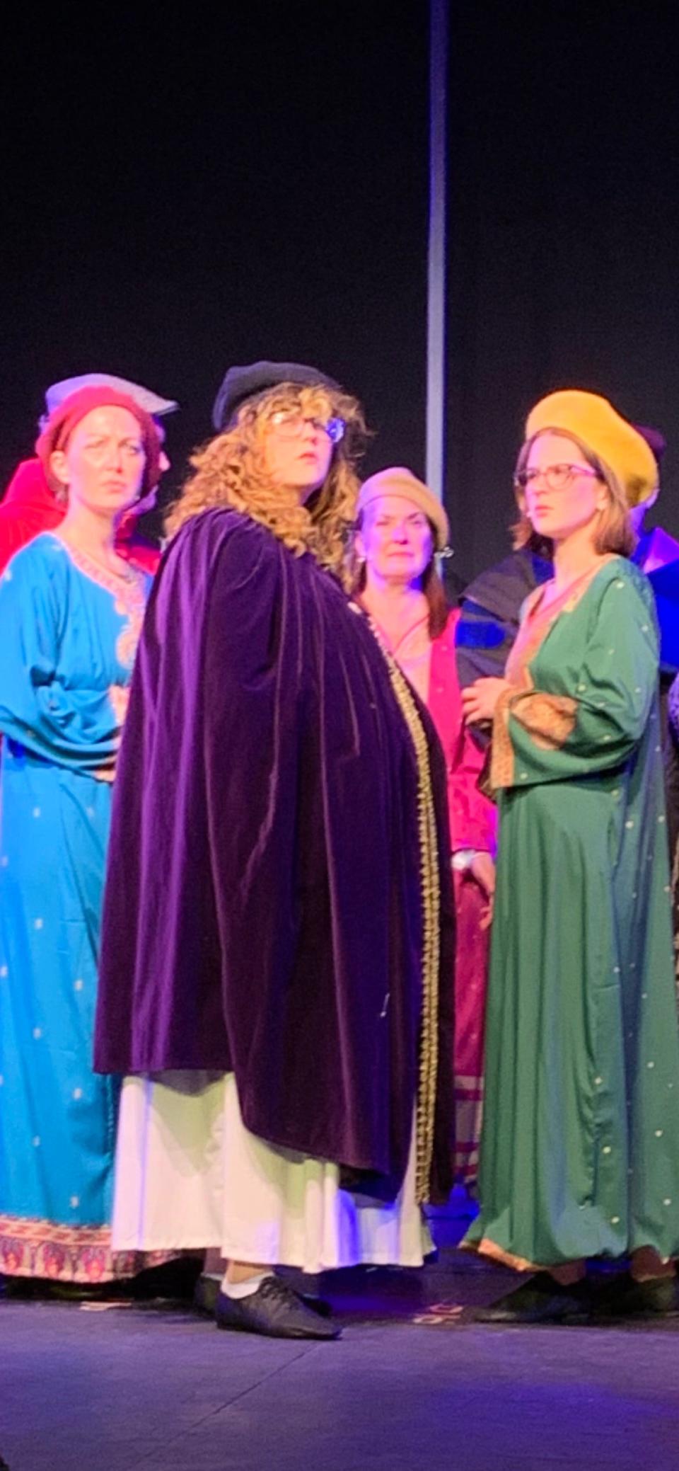 From left, Katie Beatty, Jean Lyon, Deanna Dziedzina and Kalyn Berestecky play Philosophers in the Falmouth Theatre Guild production of the musical "Godspell."