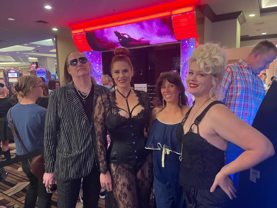 Joey and Steffi Scott, left; Tina Cione, center; and Lolita Haze at the opening night for Dita Las Vegas.