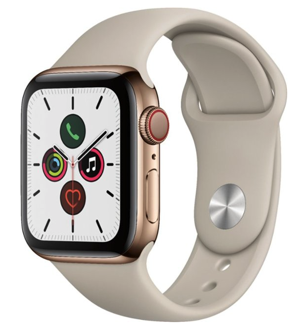 Apple Watch Series 5 Gold Stainless Steel Case with Stone Sports Band