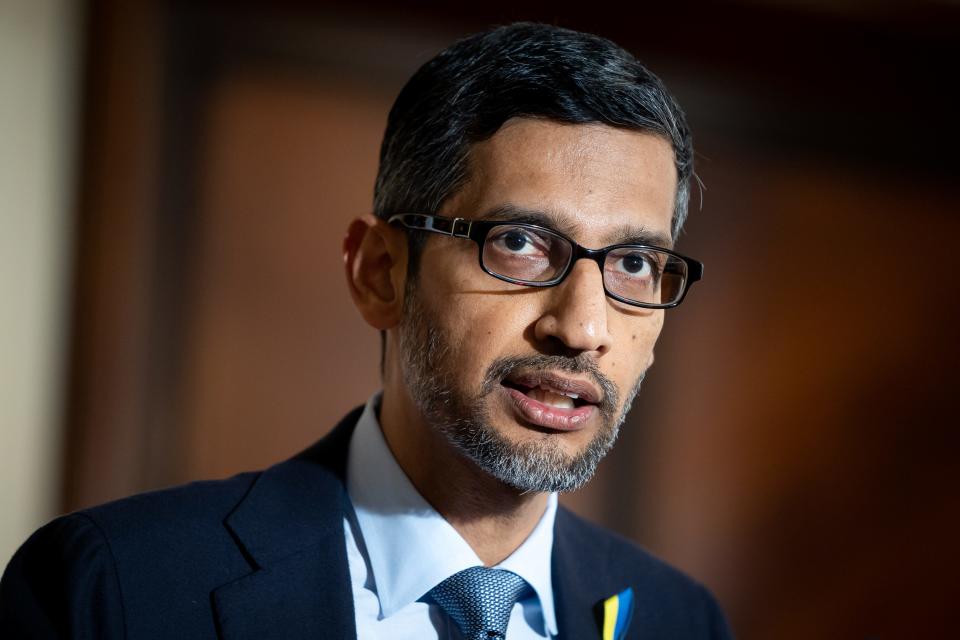 CEO of Alphabet and Google Sundar Pichai in Warsaw, Poland on March 29, 2022