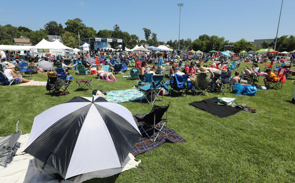 In this 2019 file photo, festival goers enjoy the show during the 15th annual Pleasantville Music Festival at Parkway Field in Pleasantville.