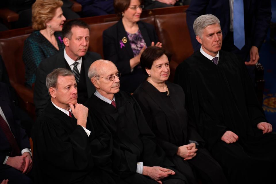 Only Chief Justice John Roberts and Associate Justices Stephen Breyer, Elena Kagan and Neil Gorsuch listened to President Donald Trump deliver the State of the Union address last year.