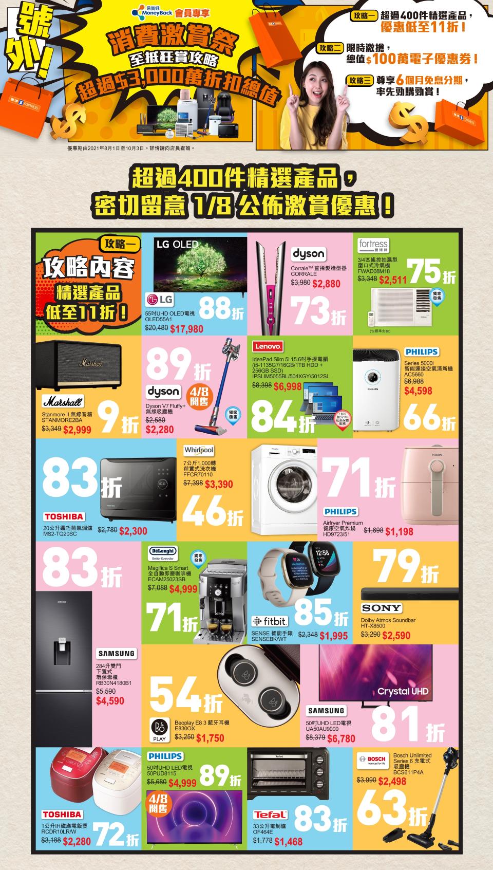 產品種類繁多，包括煮食電器、廚房電器、家庭電器、健康護理、美容及個人護理、電視娛樂等。
