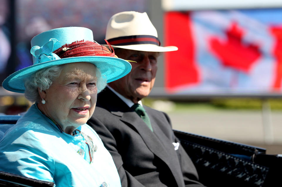 TORONTO, ON - JULY 04:  Queen Elizabeth II and Prince Philip, Duke of Edinburgh arrive at the Woodbine Racetrack for 151st Running of The Queen�s Plate Stakes on July 4, 2010 in Toronto, Canada. The Queen and Duke of Edinburgh are on an eight day tour of Canada starting in Halifax and finishing in Toronto. The trip is to celebrate the centenary of the Canadian Navy and to mark Canada Day. On July 6th The royal couple will make their way to New York where the Queen will address the UN and visit Ground Zero.  (Photo by Chris Jackson-Pool/Getty Images)