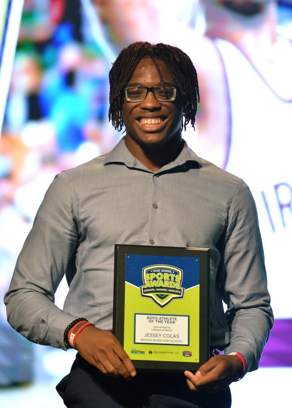 Braden River High School wrestler Jessey Colas is awarded the Boys Athlete of the Year at the 2023 Sarasota, Manatee, Charlotte High School Sports Awards Wednesday evening, June 7th at the Van Wezel Performing Arts Hall. 