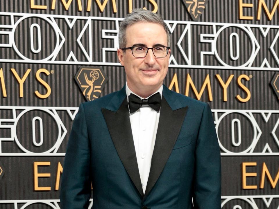 John Oliver attends the 75th Primetime Emmy Awards at the Peacock Theater in Los Angeles, CA, Monday, Jan. 15, 2024.