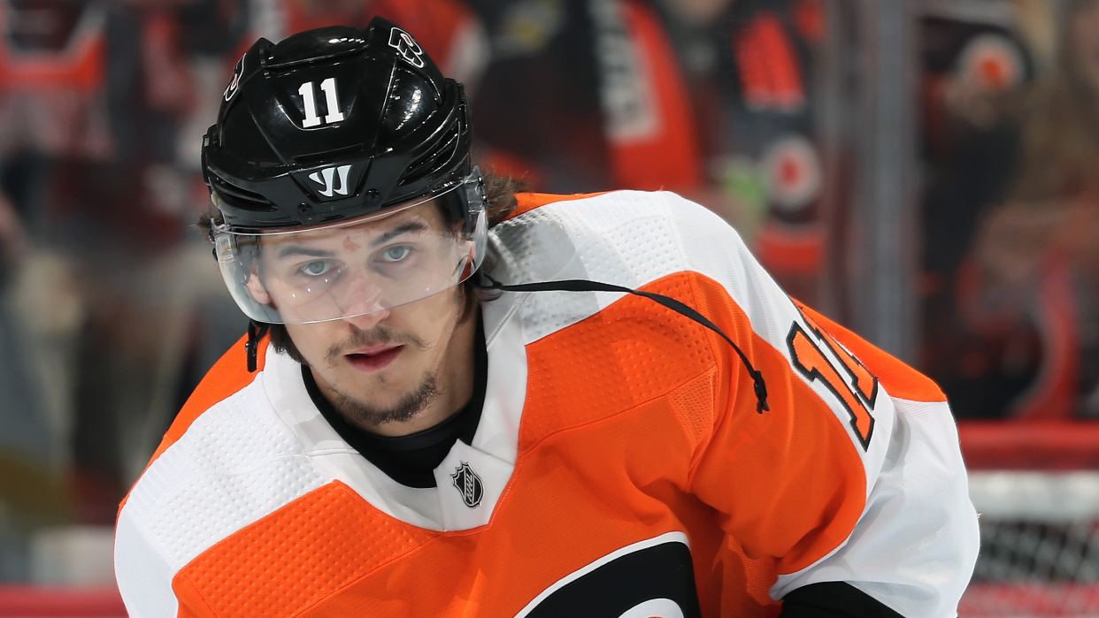 One of the key forwards for the Philadelphia Flyers this season, Travis Konecny, will be out indefinitely. (Photo by Len Redkoles/NHLI via Getty Images)