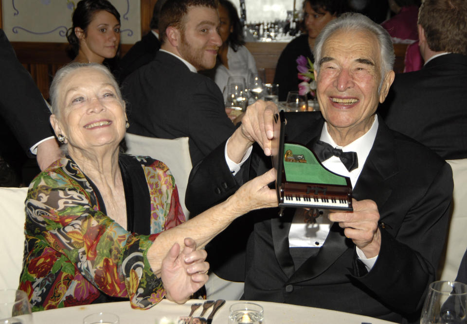 Iola Brubeck and Dave Brubeck during Dave Brubeck Receives The High Note Of Acheivement Award In New York City at Cafe Gray - Time Warner Center in New York City, New York, on April 24, 2006. (Photo by Jason Kempin/FilmMagic)