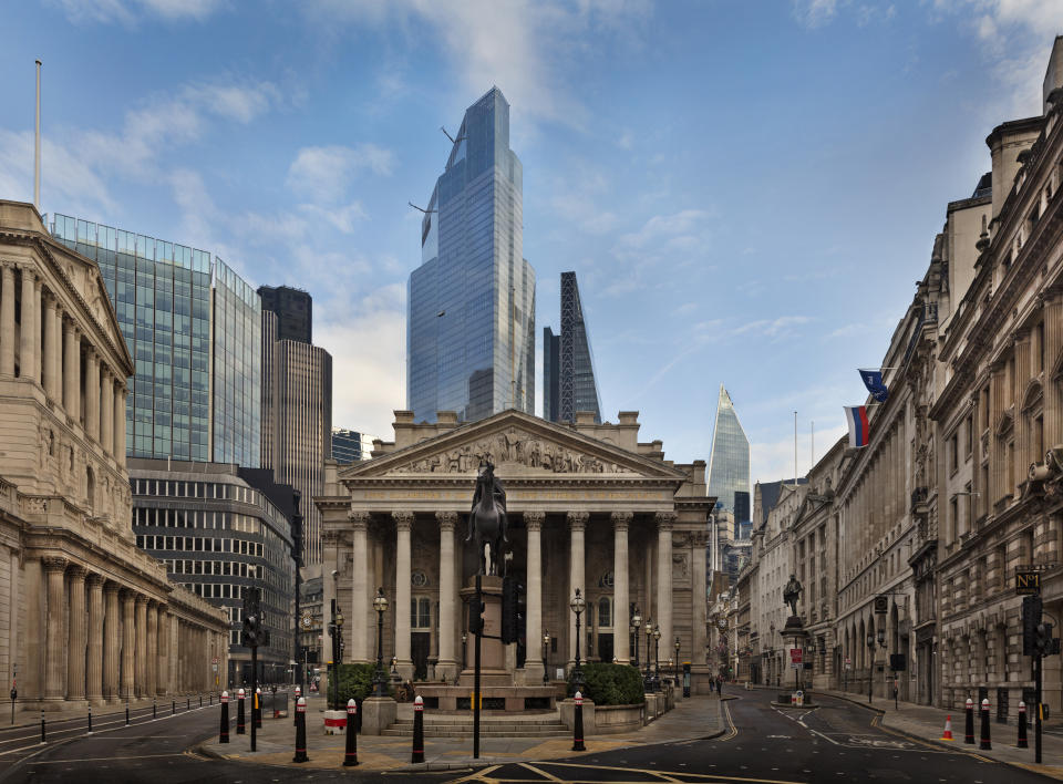 Empty streets in the City of London near to the Bank of England. Photo: Barry Lewis/In Pictures via Getty Images