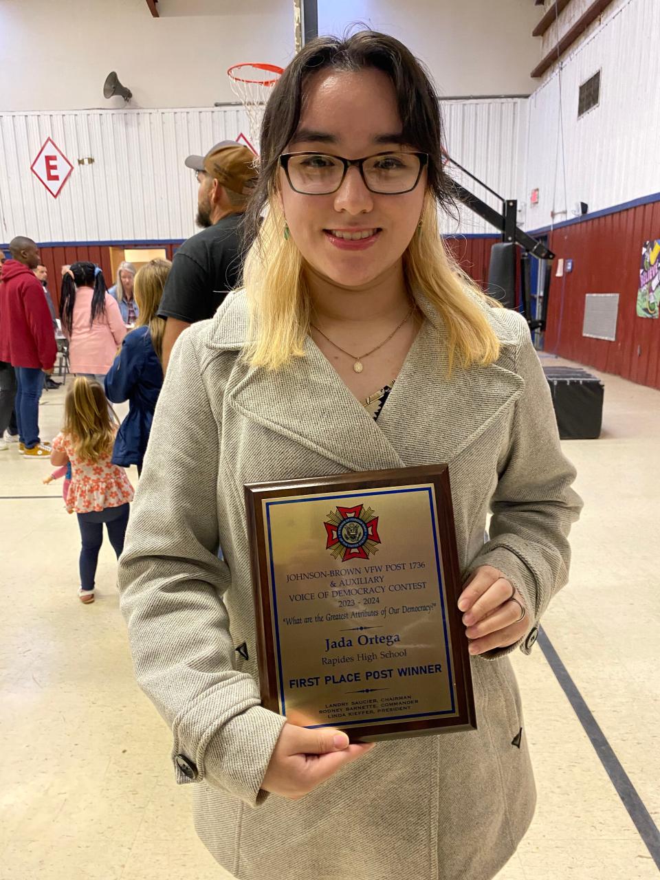 Rapides High School senior Jada Ortega placed first in the Veteran of Foreign Wars & Auxiliary Post 1736 Voice of Democracy essay contest for high school students. The topic was What Are the Greatest Attributes of Our Democracy.”