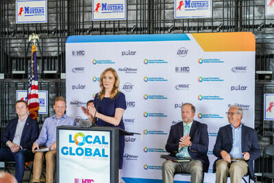 L-R: Mason Sisk, Office of ND Governor / Will McIntee, Senior Advisor for Public Engagement, The White House / Lori Hinz, Moderator / Karl Blake, CEO Polar Communications ,Senator Kevin Cramer (R) ND