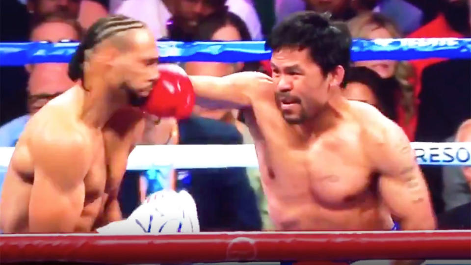 Manny Pacquiao dropped Keith Thurman in the first round.