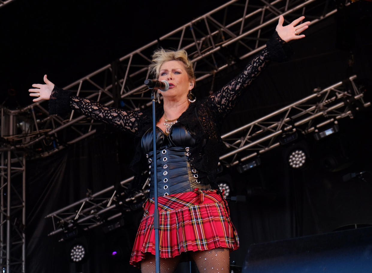 Cheryl Baker of Bucks Fizz performing at South Tyneside Festival in Bents Park, South Shields. (Photo by Owen Humphreys/PA Images via Getty Images)