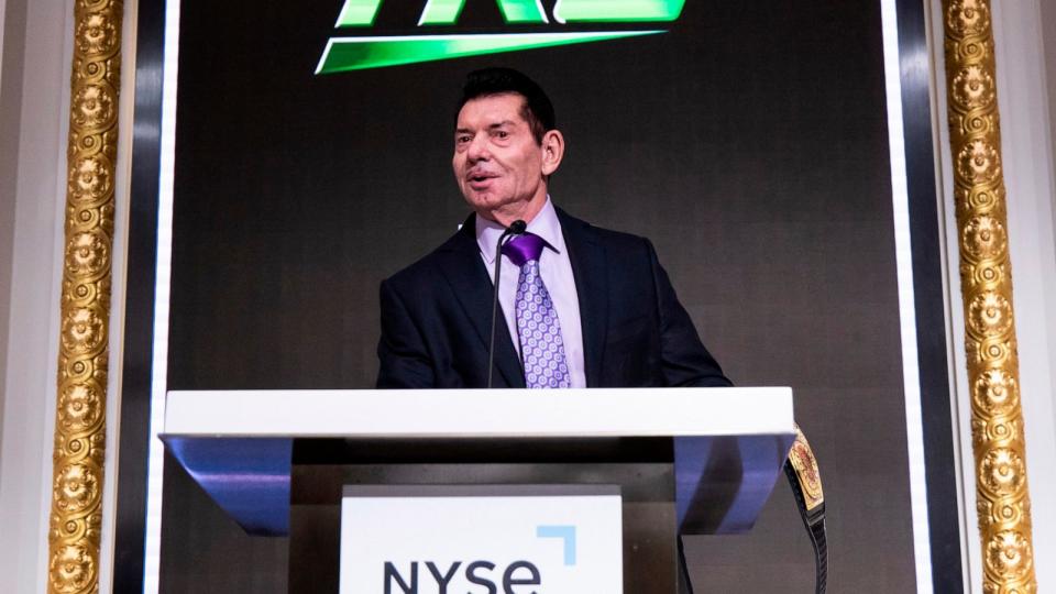 PHOTO: Vince McMahon is seen during a ceremony announcing Dwayne 'The Rock' Johnson has joined the Board of Directors for TKO at New York Stock Exchange on Jan. 23, 2024 in New York City.  (Michelle Farsi/Getty Images)