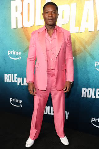 <p>Matt Winkelmeyer/Getty</p> David Oyelowo looked dapper in pink on the evening