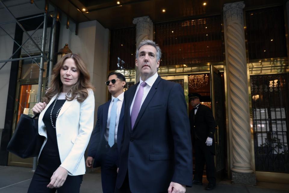 Michael Cohen departs his apartment to testify at Donald Trump’s hush money trial on 20 May (Getty Images)