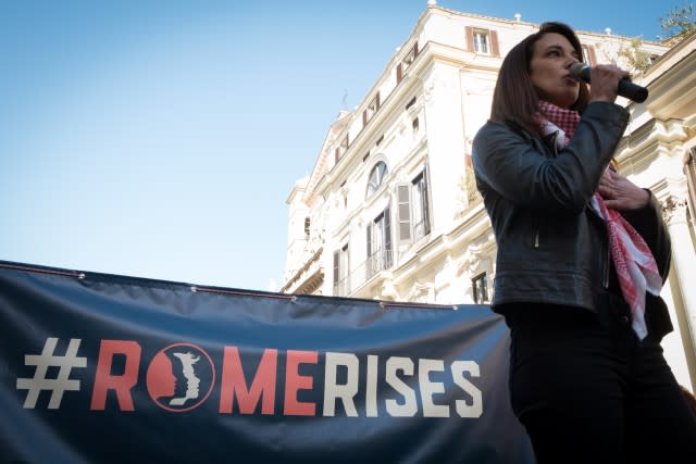 <p>Actress Asia Argento, who spoke out against Harvey Weinstein who allegedly sexually assualted her, demonstrates against sexual harassment, violence and U.S. President Donald Trump in solidarity with American women during the Women's March along with the #MeToo movement,on January 20, 2018 in Rome</p><div> Getty Images </div>