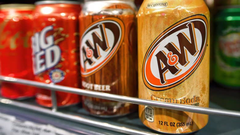 A&W Cream Soda in a grocery display