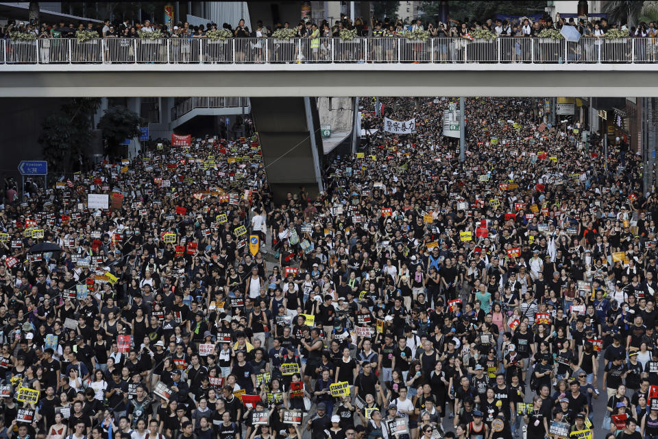 Hong Kong streets brimming with protestors. 