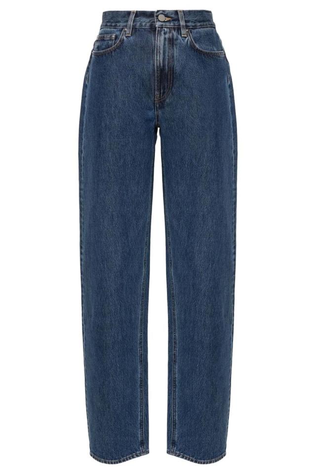 Blue Extreme Slashed Low Rise Straight Leg Jeans