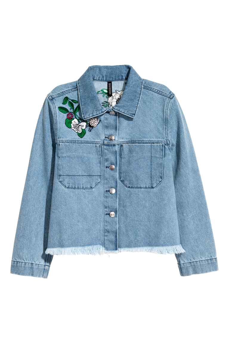 <p>Embroidered denim jacket, £34.99, <span>H&M</span></p>