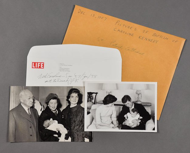 These photos capture the baptism of Caroline Kennedy in December, 1957. <a href="http://www.mcinnisauctions.com/" rel="nofollow noopener" target="_blank" data-ylk="slk:(Photo courtesy of John McInnis Auctioneers);elm:context_link;itc:0;sec:content-canvas" class="link ">(Photo courtesy of John McInnis Auctioneers)</a>