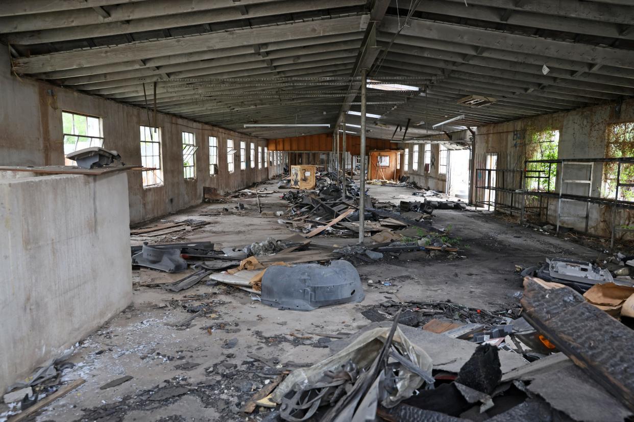 The inside of a vacant building is pictured Thursday along Robinson Avenue across the street from Scissortail Park in Oklahoma City.