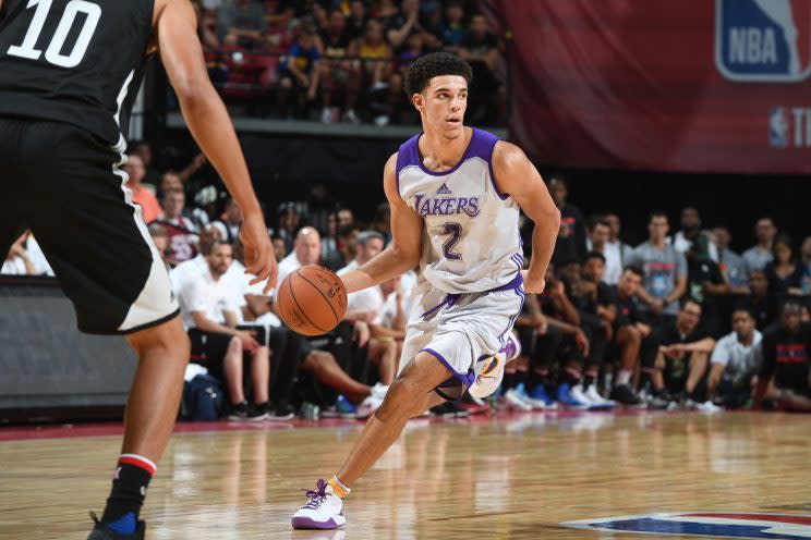 Lonzo Ball struggled in his first NBA Summer League game. (Getty)