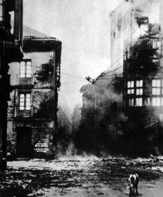 <span class="caption">The ruins of Guernica, shortly after the bombing in 1937.</span> <span class="attribution"><a class="link " href="https://www.shutterstock.com/image-illustration/spanish-civil-war-1936-1939-destruction-238061041?src=MCREZ4fHHQkb2lVmH45Yqg-1-16" rel="nofollow noopener" target="_blank" data-ylk="slk:Everrett Historical/www.shutterstock.com;elm:context_link;itc:0;sec:content-canvas">Everrett Historical/www.shutterstock.com</a></span>