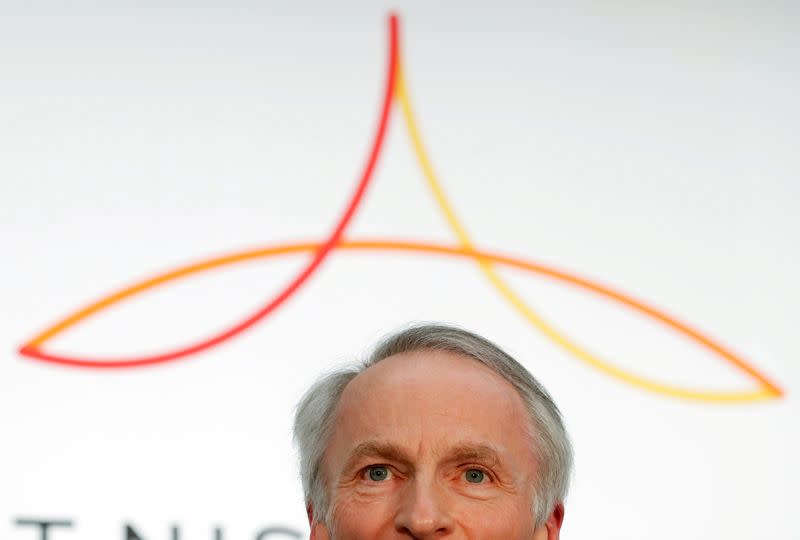 FILE PHOTO: Renault Chairman Jean-Dominique Senard attends a joint news conference in Yokohama