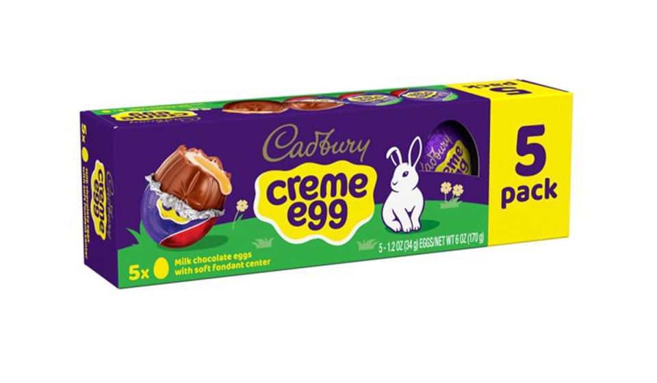 Box of five Cadbury creme eggs.
