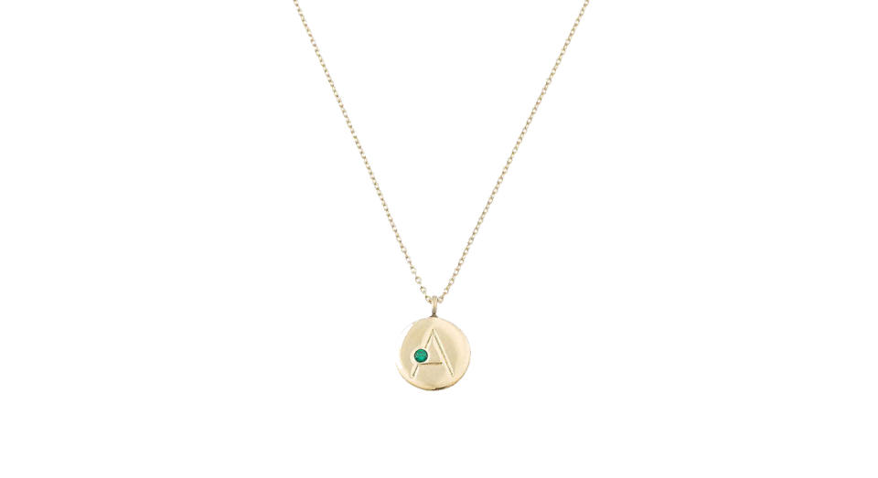 Alphabet Disc Gold Plated Pendant Necklace 