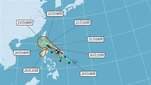 颱風「鳳凰」的預估路徑圖。（圖／中央氣象局）