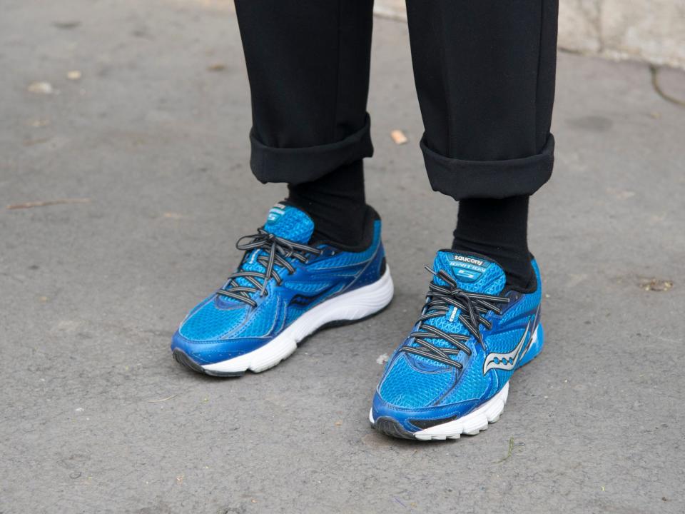 Henrique Lutete wearing Saucony trainers on day 1 of Paris Haute Couture Fashion Week Autumn/Winter 2016