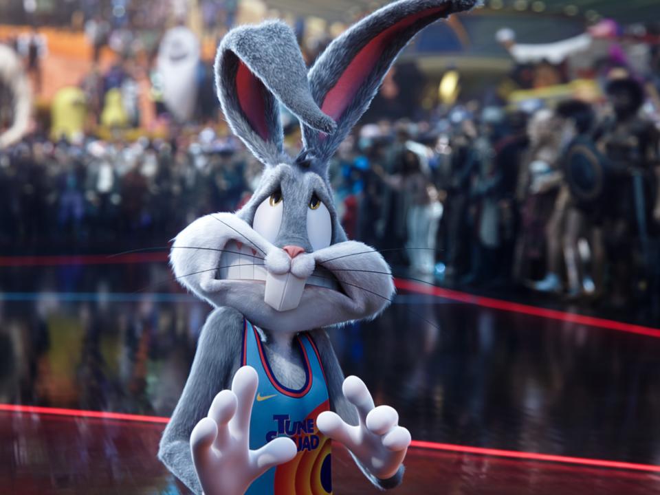 A frightened bugs bunny in space jam: a new legacy