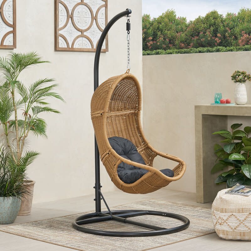 <p><a href="https://go.redirectingat.com?id=74968X1596630&url=https%3A%2F%2Fwww.wayfair.com%2F--%2Fpdp%2Fbayou-breeze--dede-porch-swing-with-stand-x114646816-l172-w003535705.html&sref=https%3A%2F%2Fwww.thepioneerwoman.com%2Fhome-lifestyle%2Fdecorating-ideas%2Fg39432199%2Fbest-outdoor-hanging-egg-chair%2F" rel="nofollow noopener" target="_blank" data-ylk="slk:Shop Now;elm:context_link;itc:0;sec:content-canvas" class="link rapid-noclick-resp">Shop Now</a></p><p>Bayou Breeze Dede Porch Swing with Stand</p><p>wayfair.com</p><p>$489.99</p><span class="copyright">Wayfair</span>