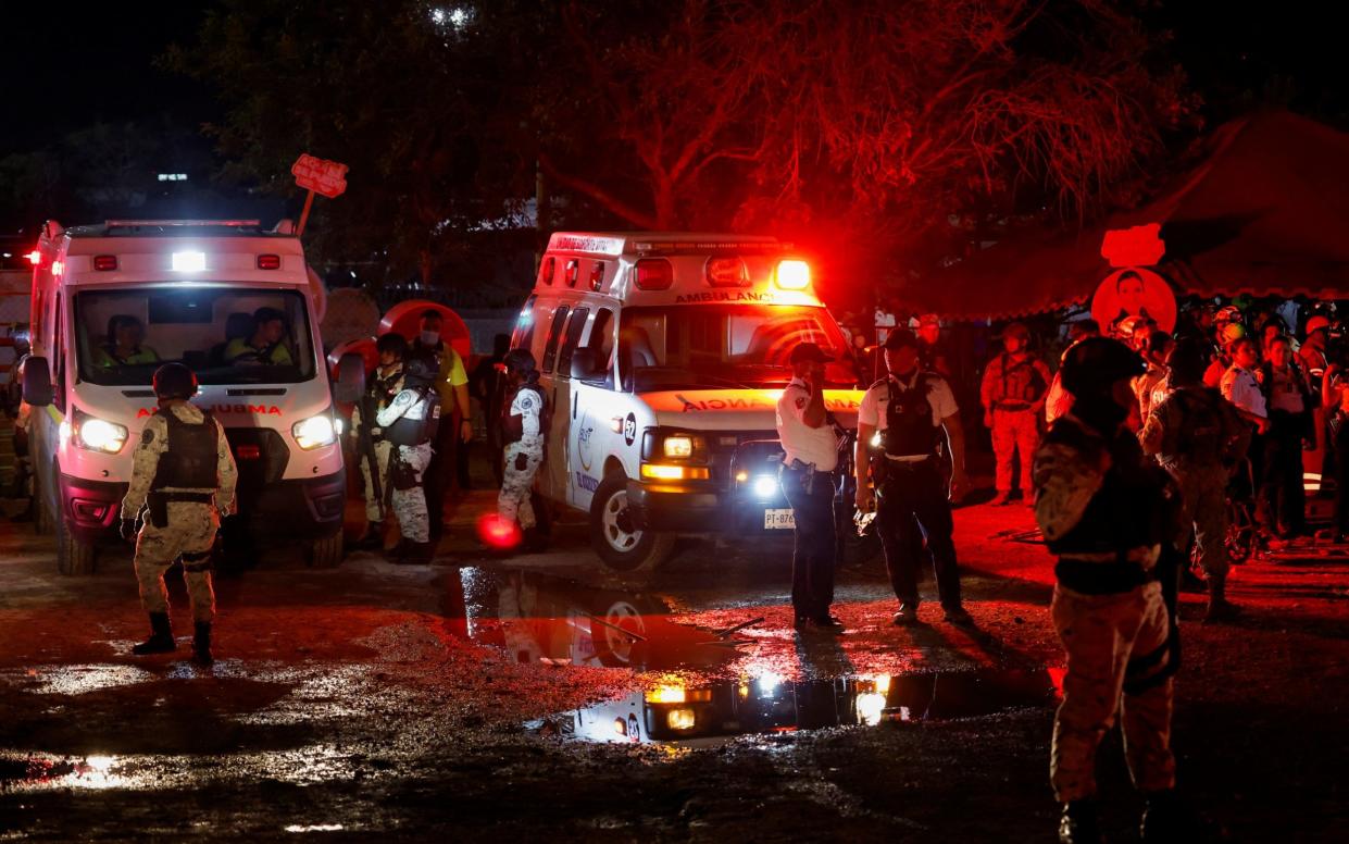 A stage collapsed in northern Mexico on Wednesday as strong winds gusted through a presidential candidate's campaign rally