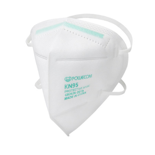 White Powecom KN95 Respirator Face Mask against white background