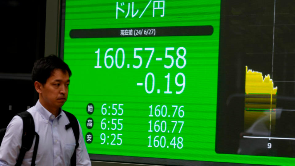 日圓急貶如看到165  恐釀新金融風暴開端 。資料照 