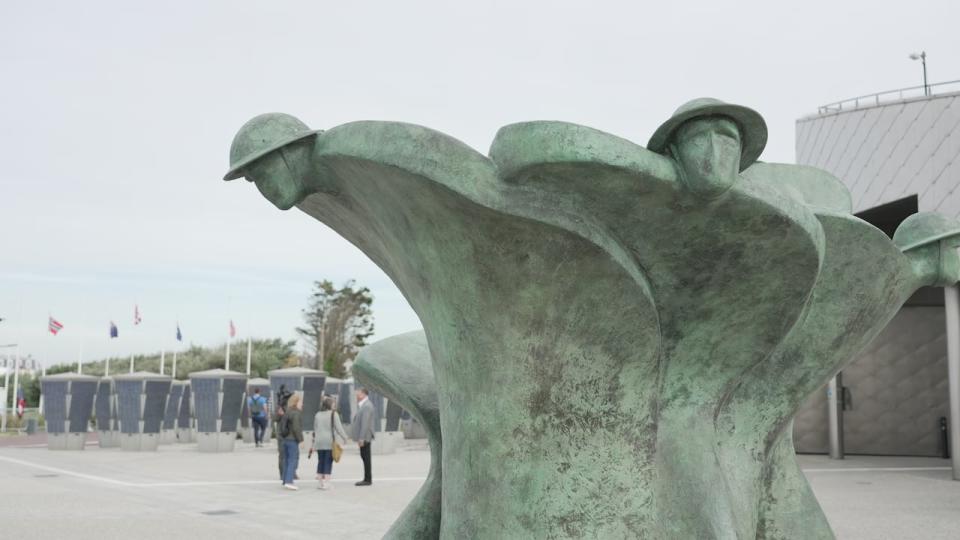 Juno Beach, the site of the Canadian landing on D-Day, is not under imminent threat, But Juno Beach Centre director Nathalie Worthington said it's only a matter of time before the centre and its monuments, such as this memorial sculpture by Canadian artist Colin Gibson, are flooded. 