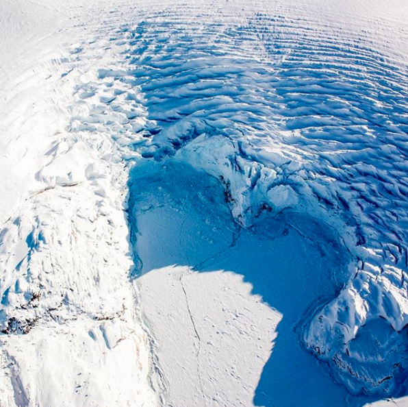 Heart shaped ice captured from NASA research plane during IceBridge mission. Source: Instagram / NASA