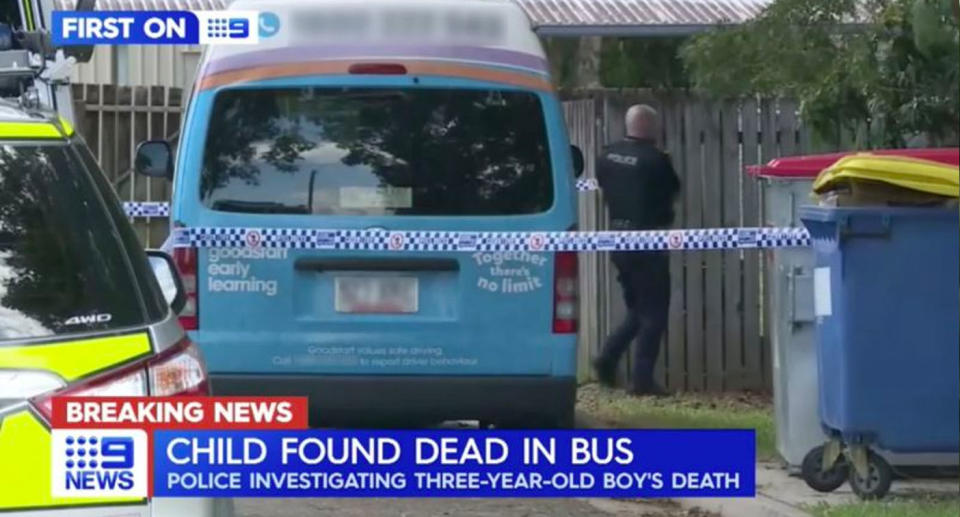 The minibus the child was found inside. Source: Nine News